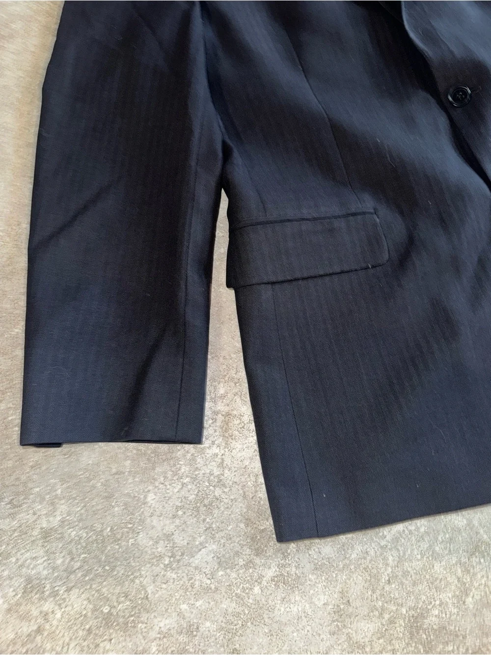 Brooks Brothers 346 Stretch Wool Blazer Sport Coat 43R Black Herringbone 2 Btn